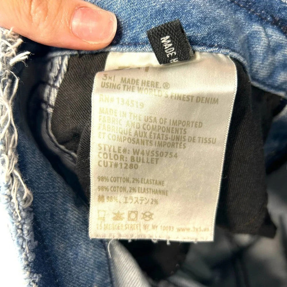 3x1 Stripped Shelter Shorts Medium Wash Distressed Cotton Denim Blue‎ Size 25 - Picture 9 of 10